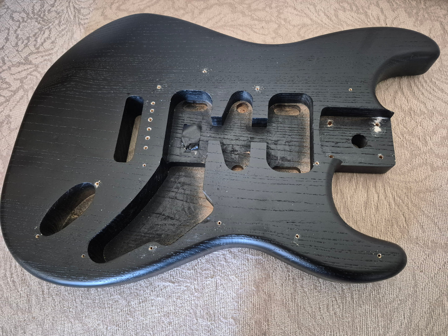 Ash Wood Guitar Body – Black